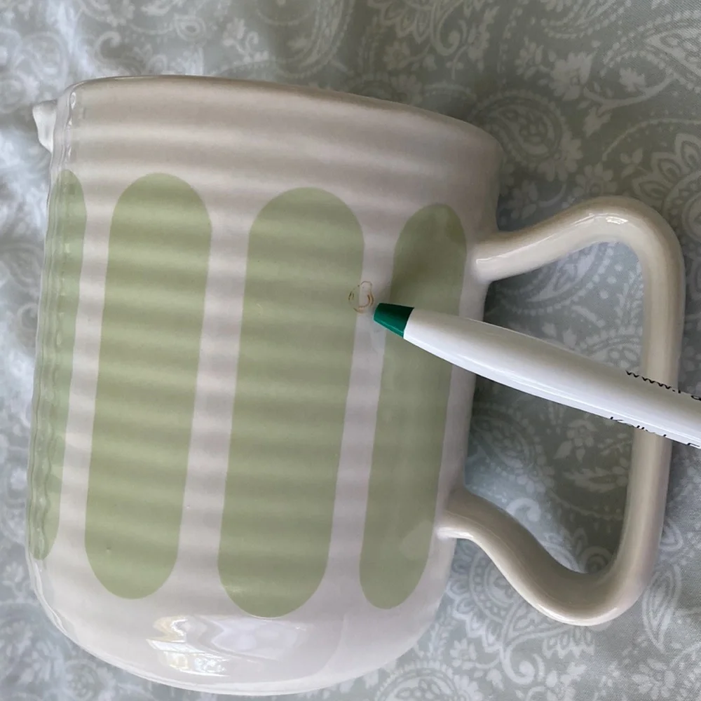Crate & Barrel ELSA Milk Syrup Jug Pitcher Ribbed Glazed Pottery Celery green